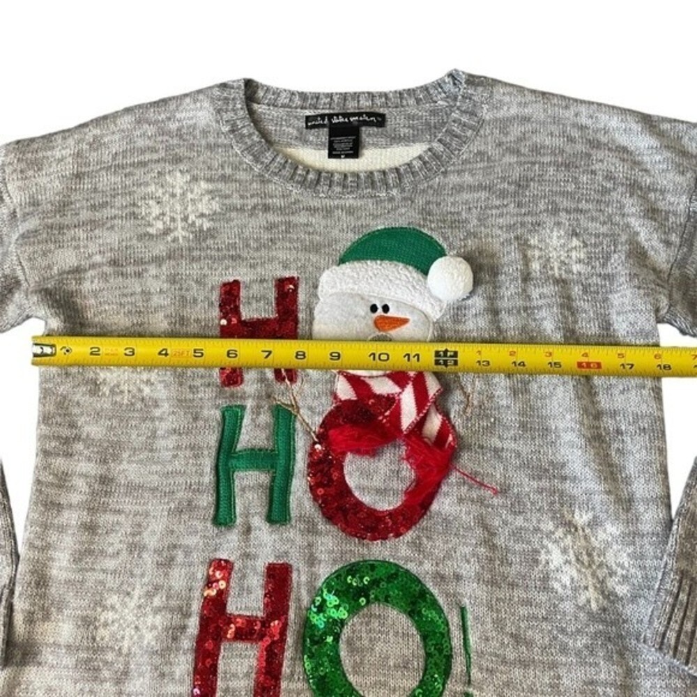 United States Sweaters Striped Holiday with Snowman and Sequins Christmas - Picture 6 of 6